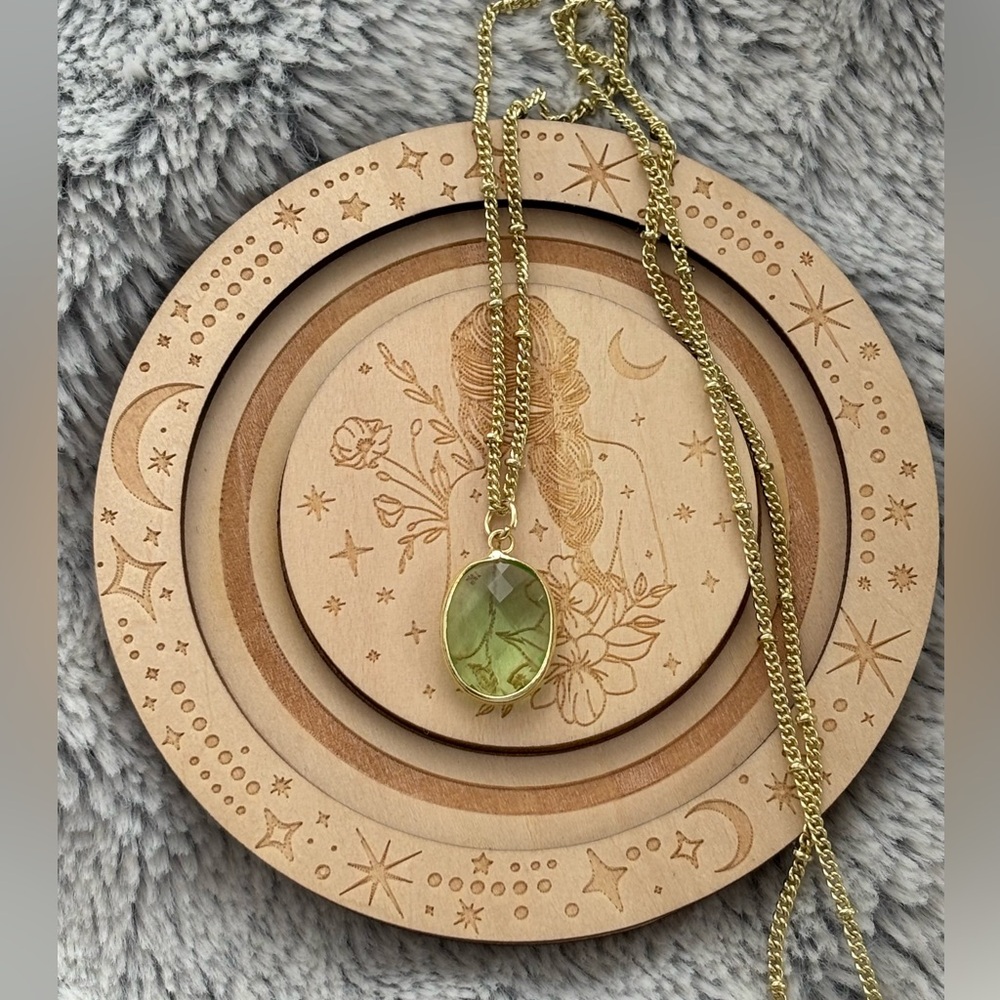 Austrian Crystal Peridot Color, Gold Filled Necklace